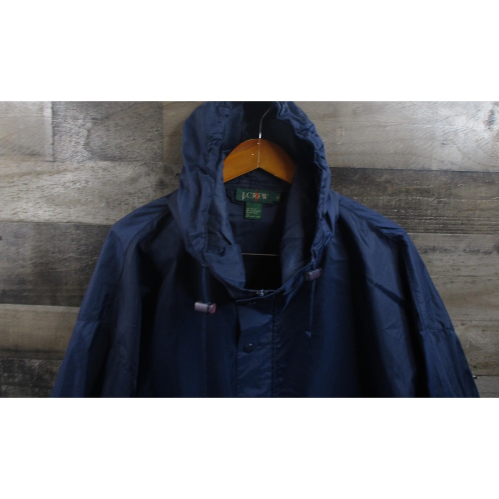 J Crew Jacket Mens XL Blue Anorak Nylon Hooded Lightweight Oarsman Zip Pockets